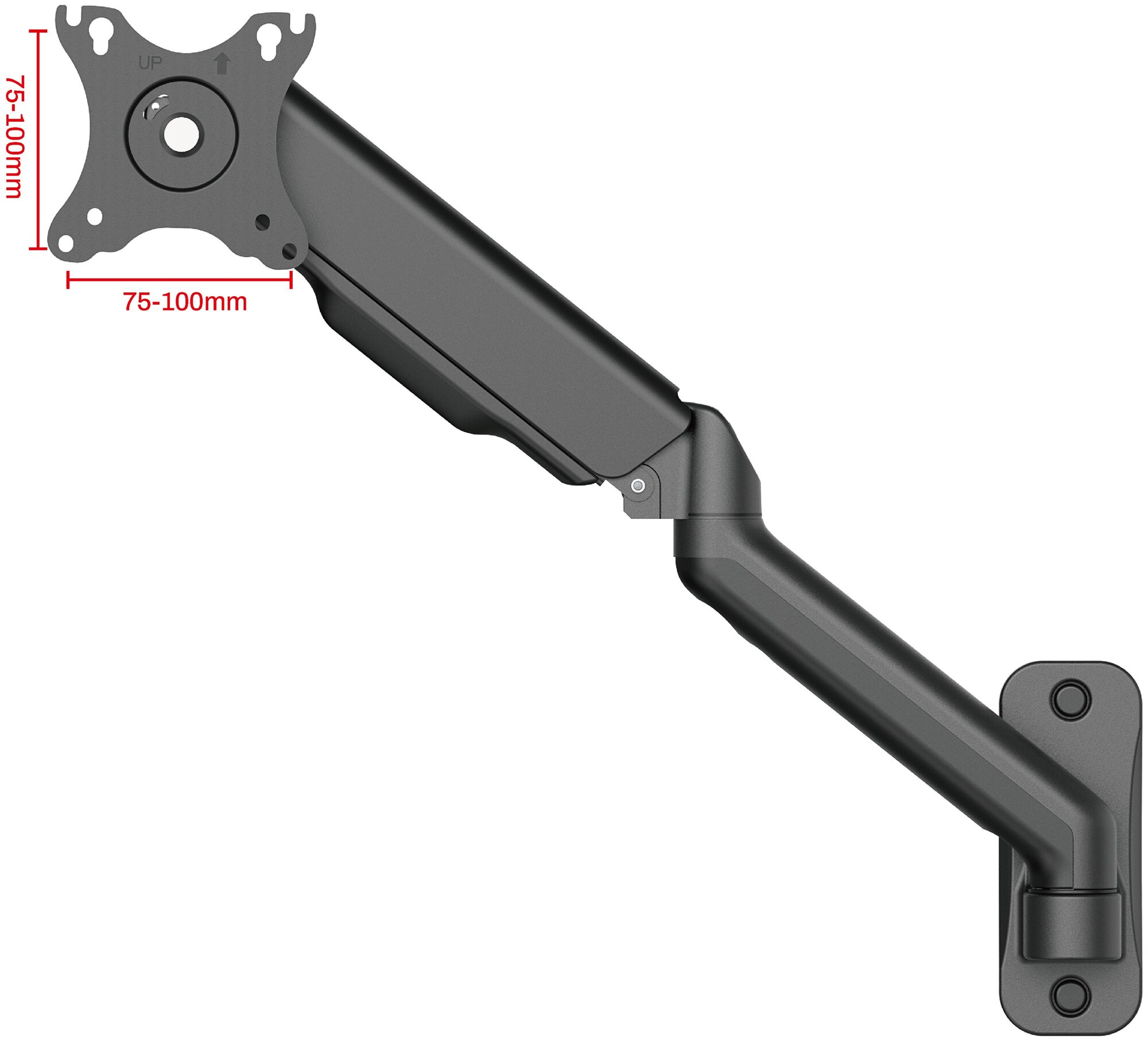 Кронейн для телевизора или монитора на стену наклонно-поворотный газлифт с диагональю 17"-32" UniTeki FMG150 черный