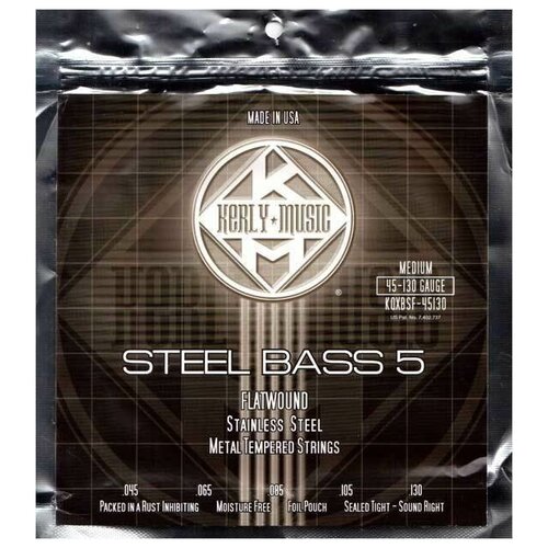 фото Kerly steel bass flat wound 5 string kqxbsf-45130 (45-130) струны для бас-гитары, 5 струн kerly music