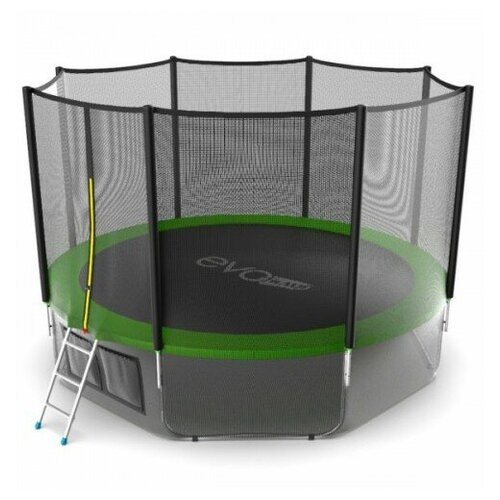 фото Батут с внешней сеткой и лестницей evo jump external 12ft (green) + lower net. evo fitness