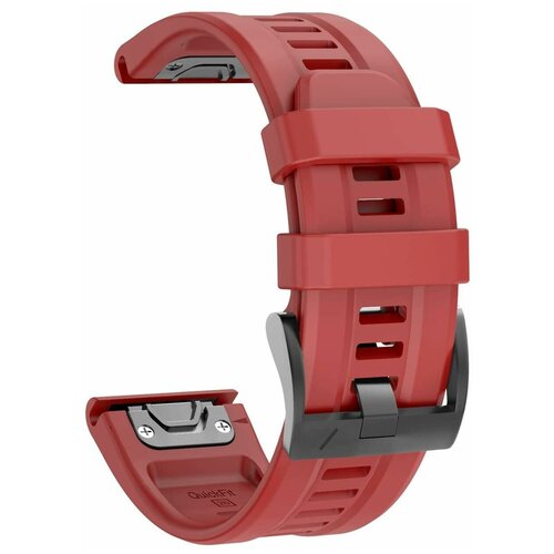 ремешок силиконовый quickstrap для garmin fenix 26 мм красный Силиконовый ремешок на часы Garmin Fenix 7X, 6X, 5X, 3, Garmin Enduro 2, Tactix 7, быстросъемный QuickFit 26 мм с гравировкой, премиум качество