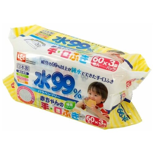 iPLUS Влажные салфетки для детей с зеленым чаем возраст 0+ мягкая упаковка 60 шт*3