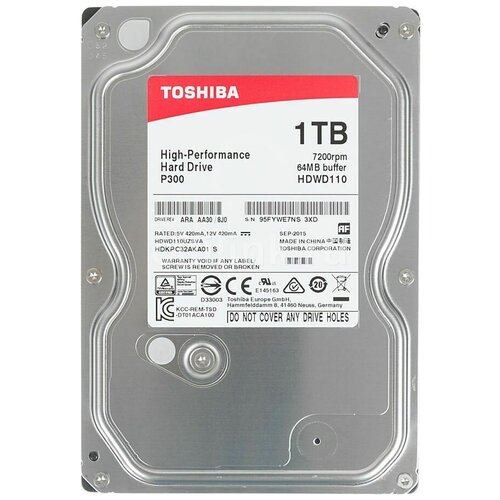 фото Жесткий диск toshiba sata- iii 1tb hdwd110ezsta p300 (7200rpm) 64mb 3.5" rtl