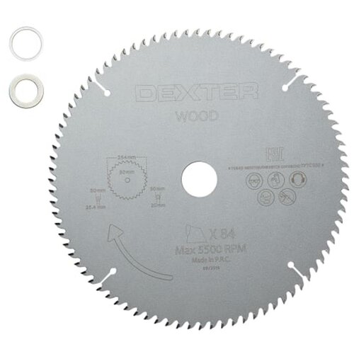 Пильный диск по дереву Dexter FD-E032543084T, 254x30 мм, 84 Т
