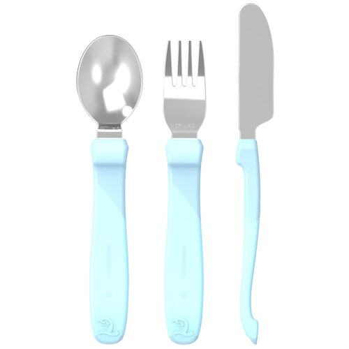 Набор приборов из нерж. стали Twistshake (Learn Cutlery Stainless Steel). Пастельный синий (Pastel Blue) (12+ мес). Арт. 78210