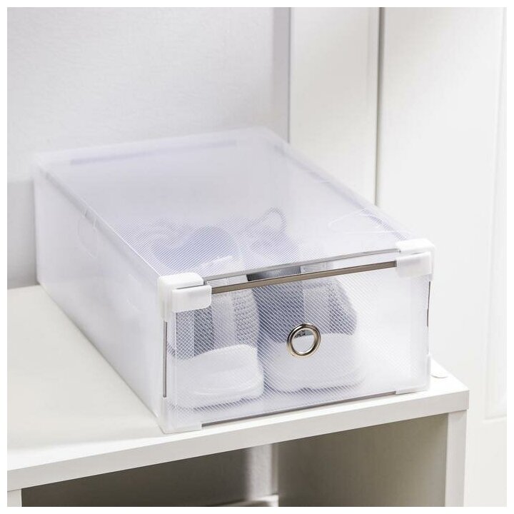 Коробка для хранения обуви, 31×20×11 см, цвет белый