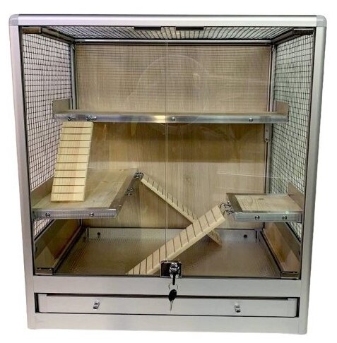 Клетка для грызунов со стеклянными дверками и поддоном Шиншиллкин - фотография № 3