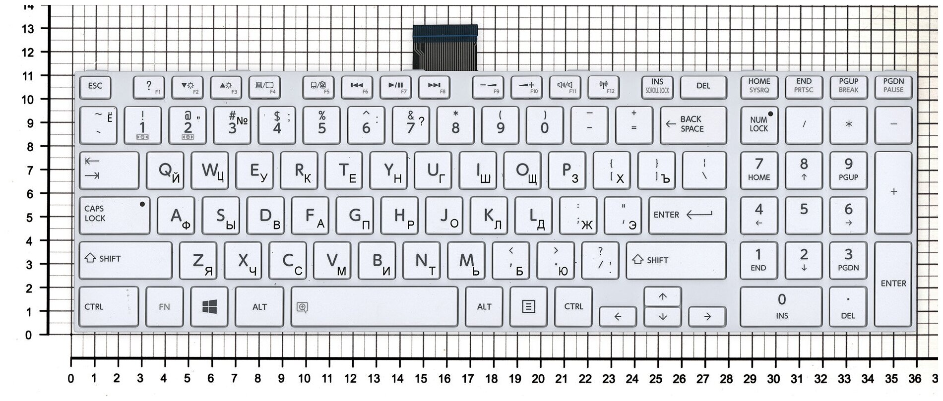 Клавиатура для ноутбука Toshiba Satellite L955 белая