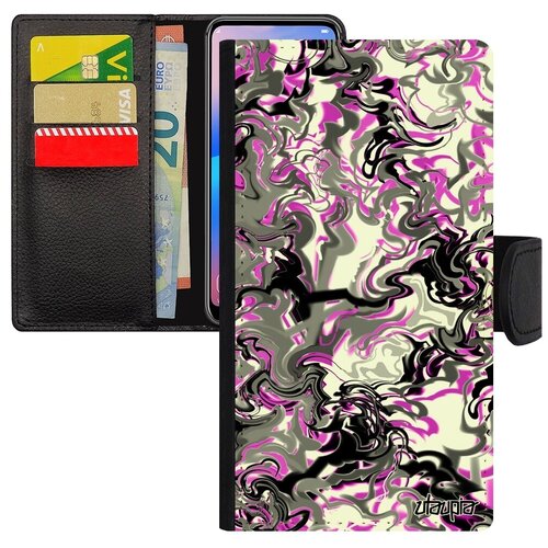 фото Красивый чехол книжка на мобильный // xiaomi redmi note 6 pro // "мраморный фон" зигзаг форма, utaupia, розовый