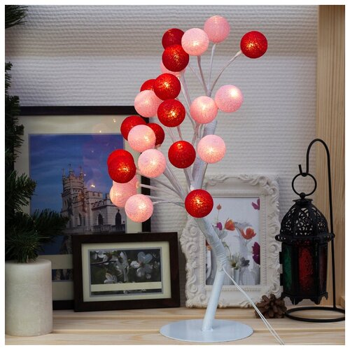 фото Luazon lighting светодиодный куст "розовые шарики", 20 led, 220v, т/белый