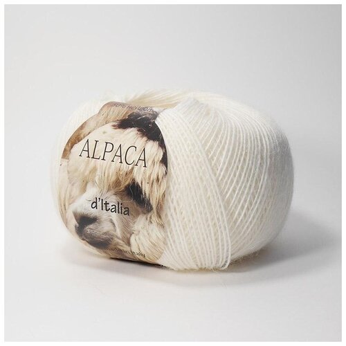Пряжа Seam Alpaca de Italia Цвет. 02, белый, 5 мот, Альпака - 50%, нейлон - 50%