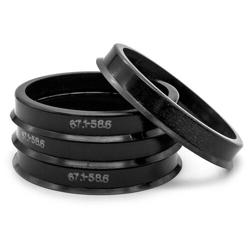 фото Кольца центровочные 67,1х58,6 black 4 шт высококачественный пластик sds exclusive