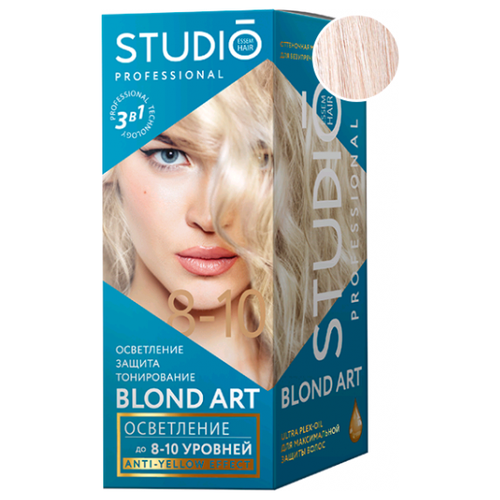 Осветлитель для волос Studio Blond Art Интенсивный осветлитель для волос осветление. Защита. Тонирование 175 мл. (осветление до 8-10 уровней)