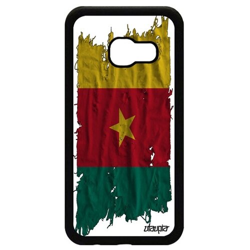 фото Противоударный чехол для смартфона // samsung galaxy a3 2017 // "флаг камеруна на ткани" дизайн патриот, utaupia, белый