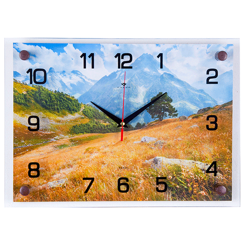 фото Часы - картина в горах, 35х25 см рубин