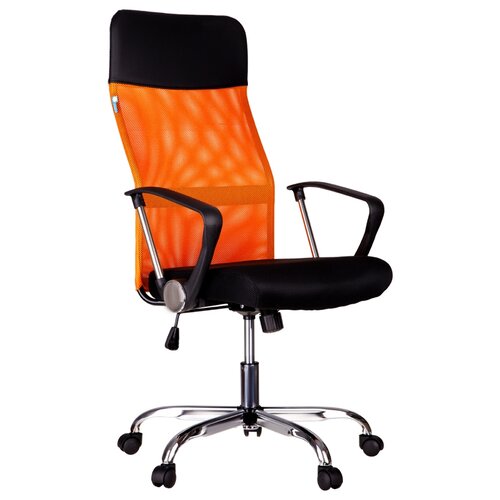 фото Компьютерное кресло helmi hl-e16 content для руководителя, обивка: текстиль/искусственная кожа, цвет: черный/оранжевый