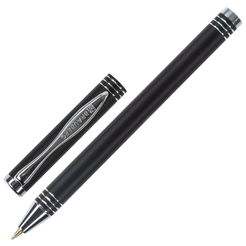 Ручка подарочная шариковая BRAUBERG Magneto, синяя, корпус черный с хромированными деталями, линия письма 0,5 мм, 143494, 143494