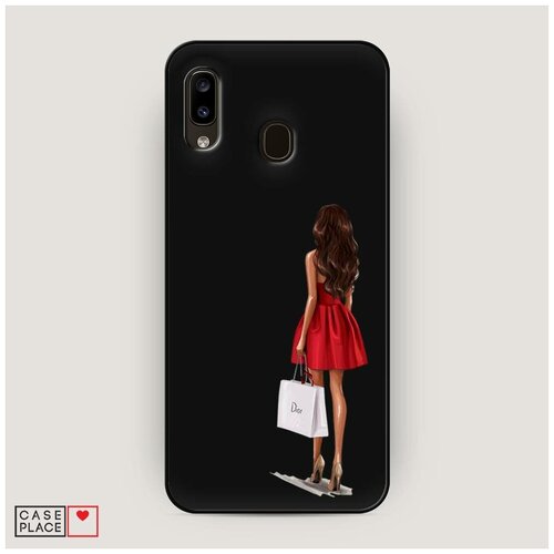 фото Чехол силиконовый матовый samsung galaxy a20 девушка в красном мини-платье case place