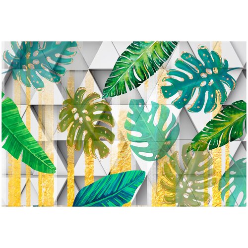 Фотообои URBAN Design 3Д стена с тропическими листьями, 400 x 270 см
