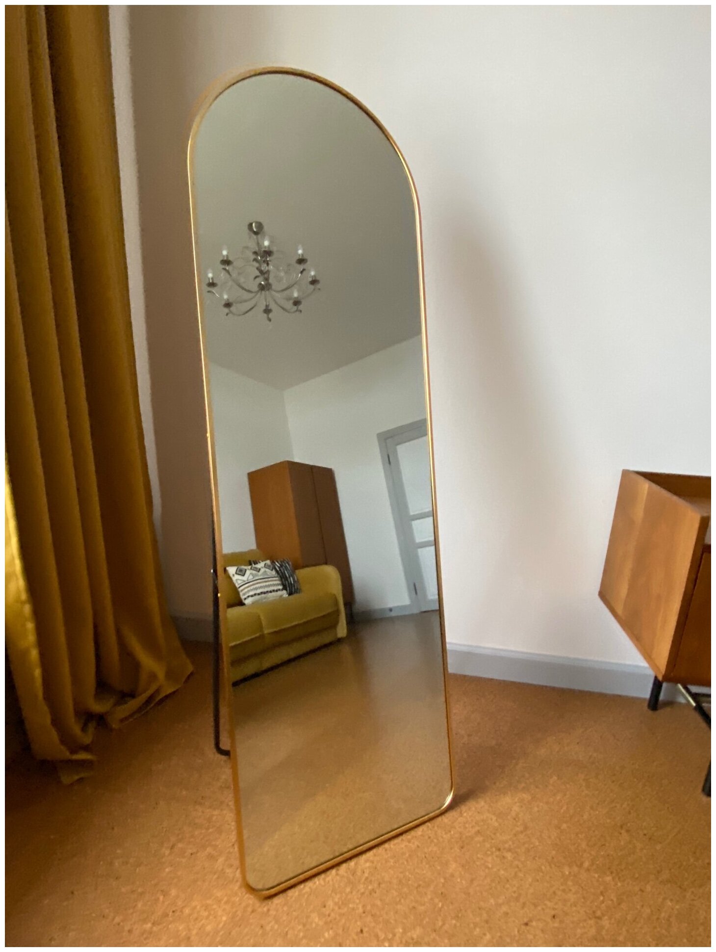 Зеркало напольное в полный рост 50х160 см в металлической раме золото Дизайнерское, для гостиной гардеробной шоу-рума магазина - фотография № 8