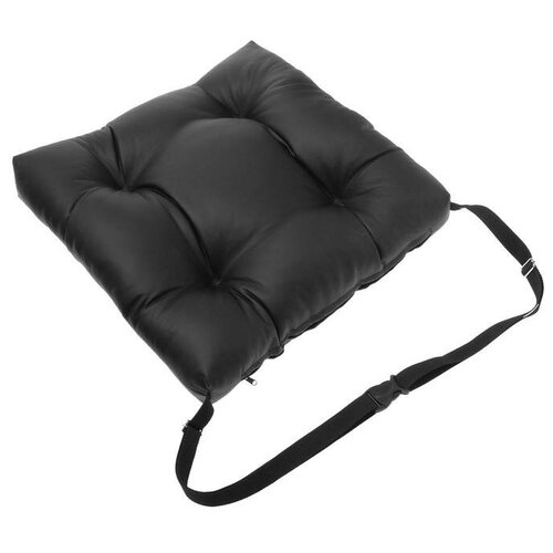 Подушка на сиденье из экокожи, с фиксирующим ремнем, черная./В упаковке шт: 1