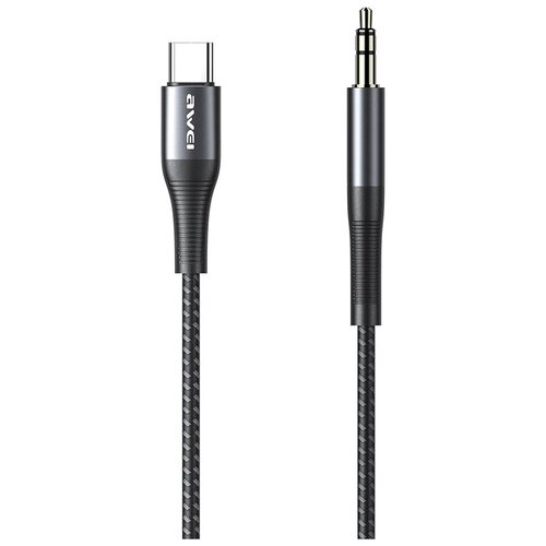 AWEI CL-116T аудио кабель Type-C to AUX 3.5 mm, 1 м, Черный awei cl 116l аудио кабель lightning to aux 3 5 mm 1 м черный