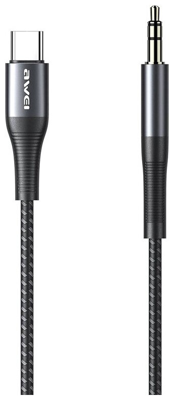 AWEI CL-116T аудио кабель Type-C to AUX 3.5 mm, 1 м, Черный