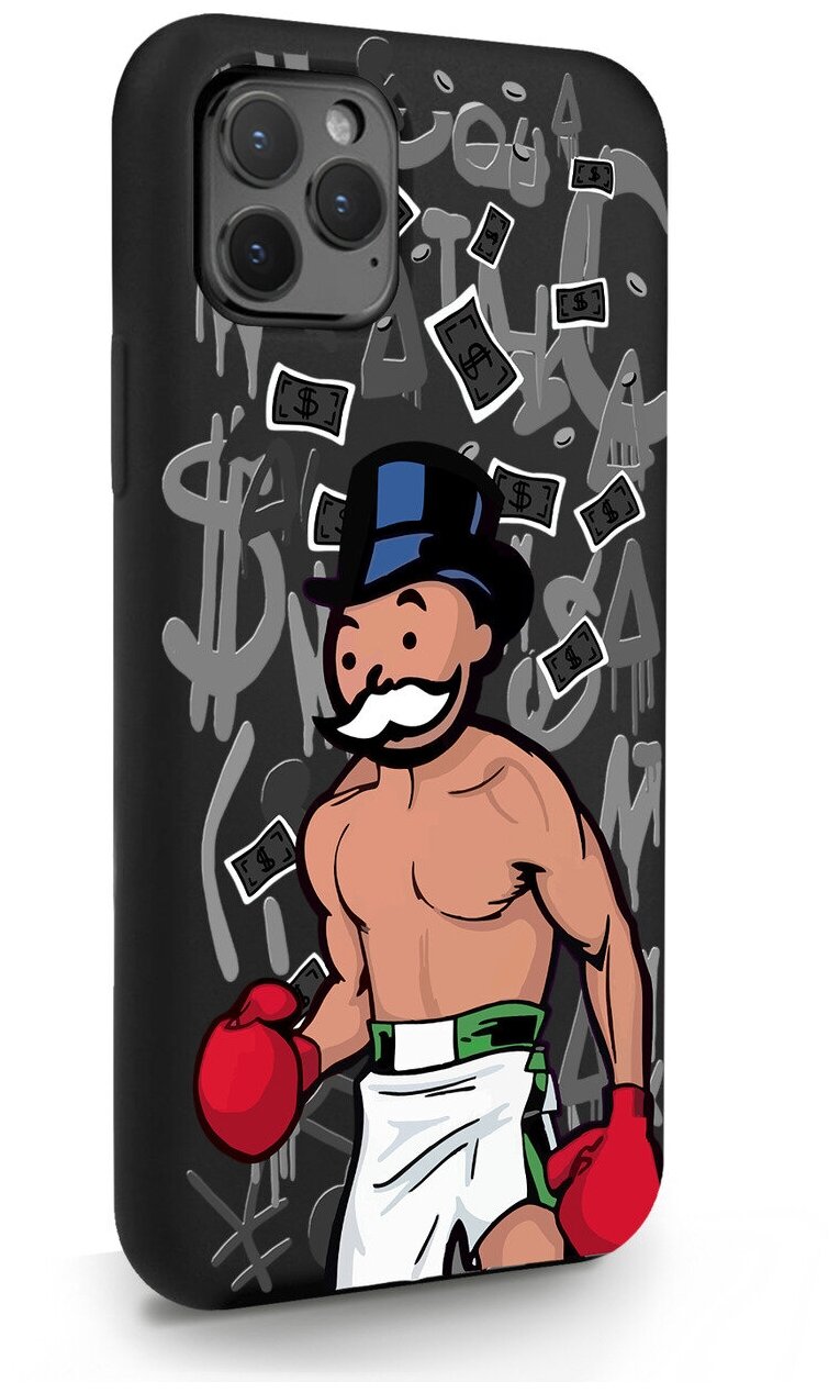 Черный силиконовый чехол MustHaveCase для iPhone 11 Pro Monopoly Boxing/ Монополия Боксер для Айфон 11 Про Противоударный