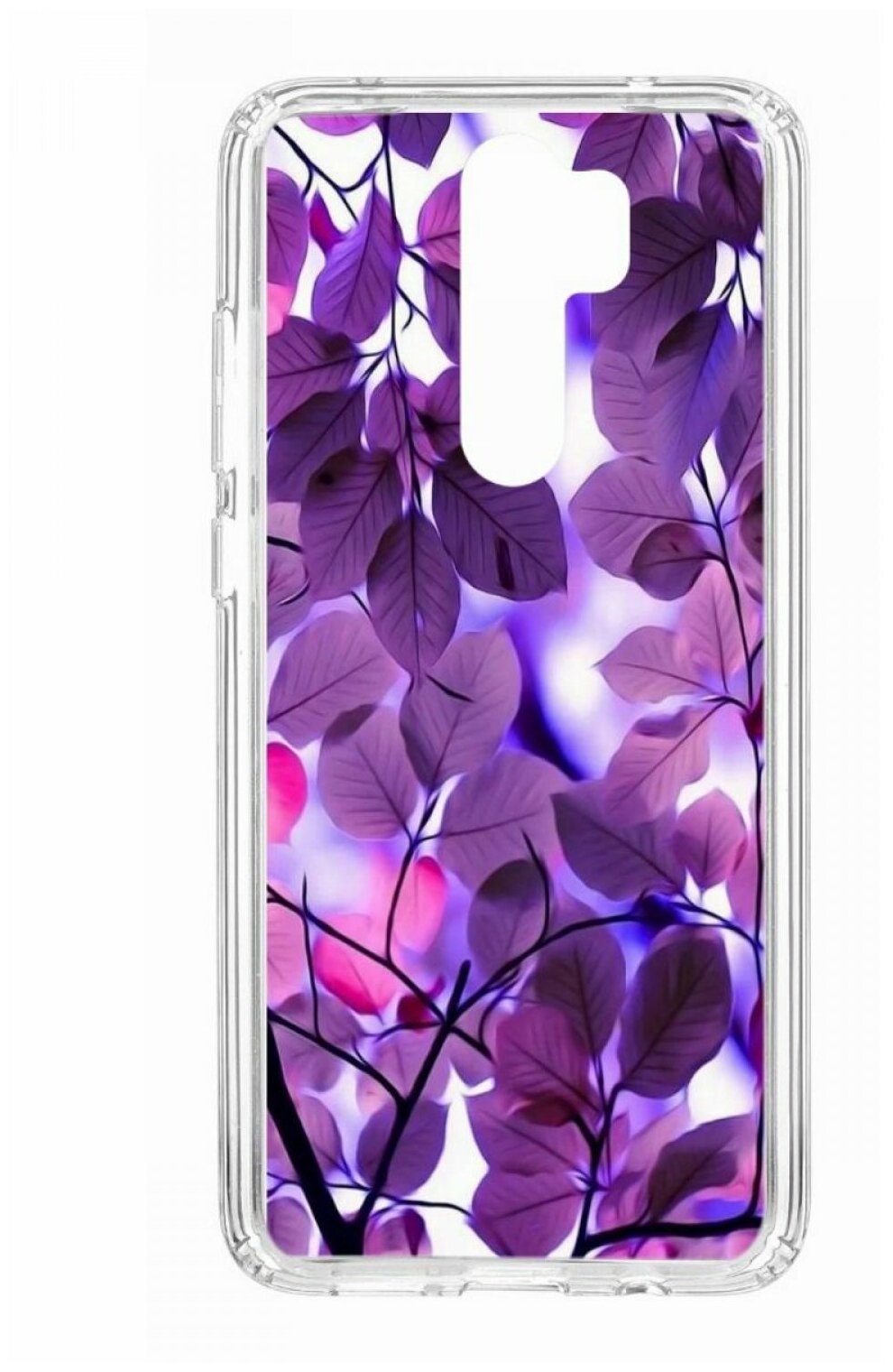 Чехол для Xiaomi Redmi Note 8 Pro Kruche Print Purple leaves, противоударная пластиковая накладка с рисунком, силиконовый бампер с защитой камеры