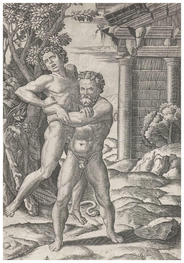 Репродукция на холсте Геркулес борется с Антеем Романо Джулио 30см. x 43см.