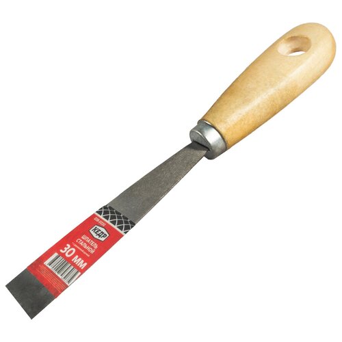 шпатель стальной 100 мм дерев ручка 12 240 кедр 038 0100 Шпатель Кедр, стальной, деревянная ручка, 30 мм