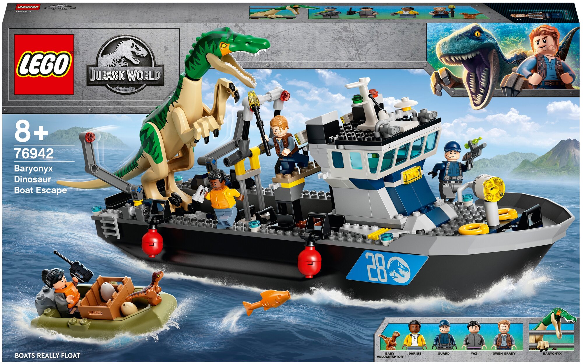 Конструктор LEGO Jurassic World Побег барионикса на катере - фото №1