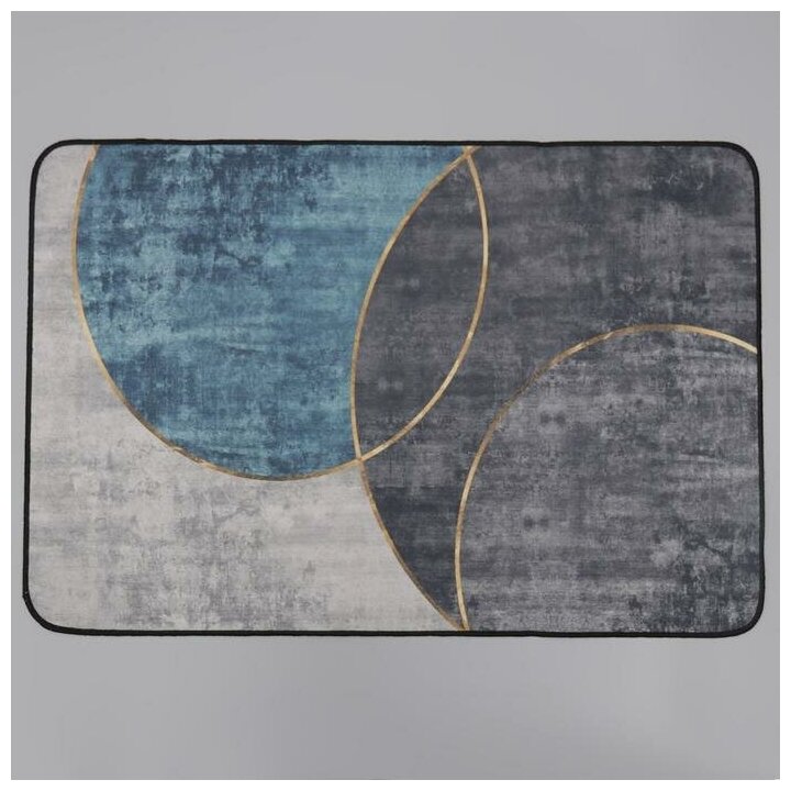 Коврик для ванной Доляна «Мэни», 60×90 см, цвет сине-серый