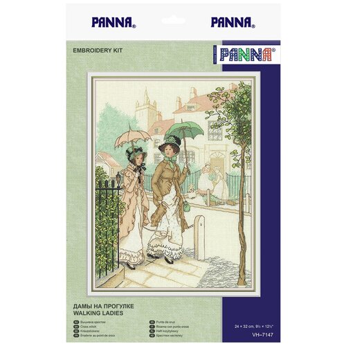 фото Набор для вышивания крестом panna "дамы на прогулке", 24x32 см, арт. vh-7147
