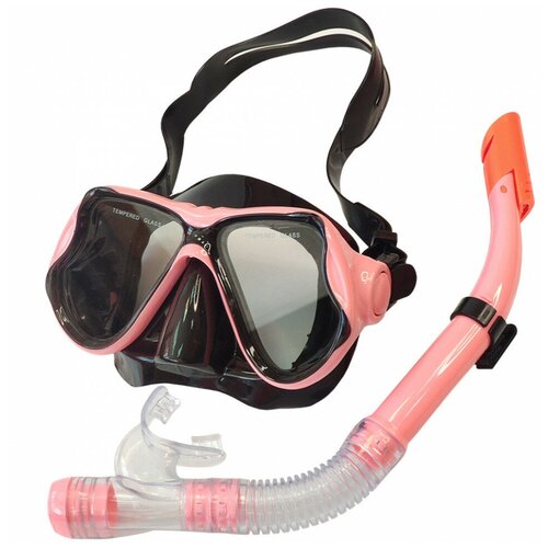 фото E33175-2 набор для плавания взрослый маска+трубка (силикон) (розовый) бренд не указан