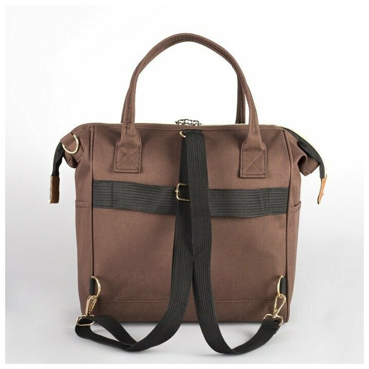 Сумка-рюкзак на колесах, с сумкой-трансформером, отдел на молнии, наружный карман, цвет коричневый - фотография № 1