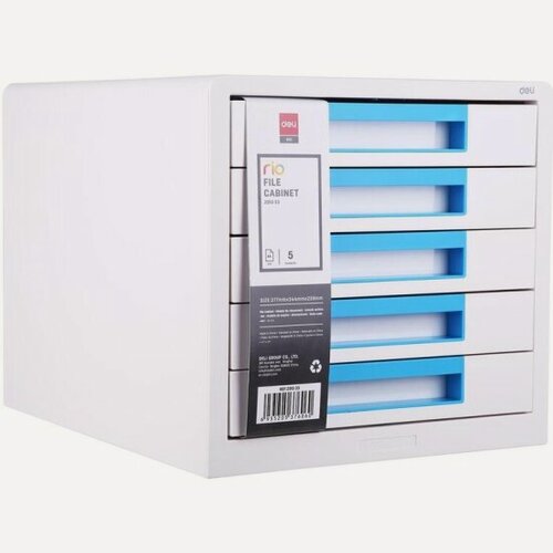 Изображение товара Бокс с выдвижными лотками Deli Rio EZ01033, 5 выдвижн лотков, белый/синий