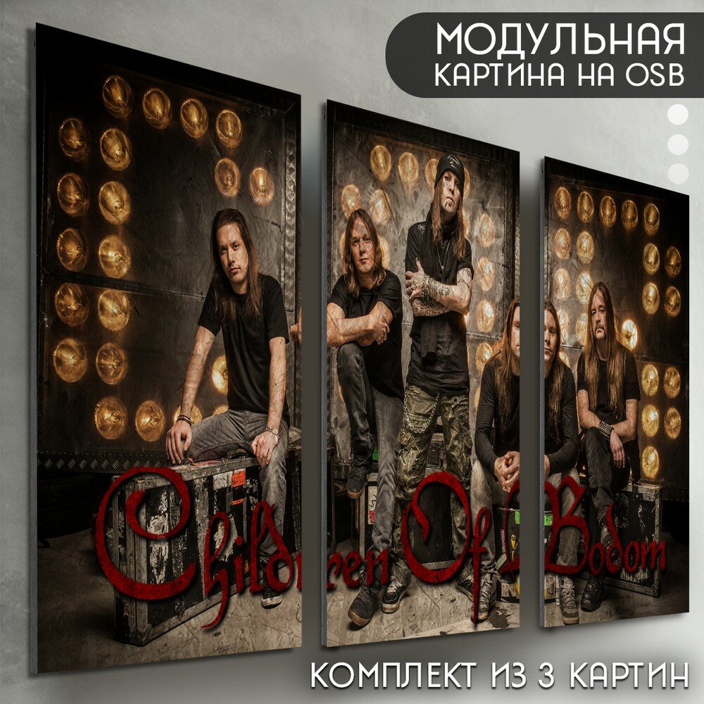 Модульная картина на рельефной доске ОСП "Музыка Children of Bodom (Чилдрен оф Ботом, рок, Дэт-метал, Алекси Лайхо, Яска Раатикайнен) - 6181"
