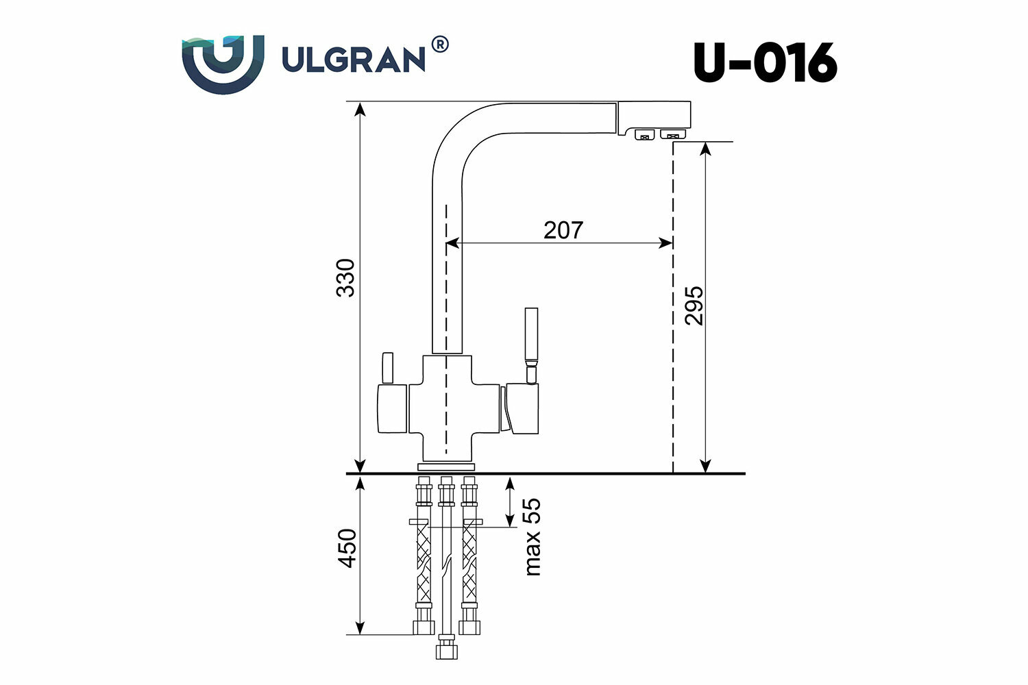 Смеситель для кухни Ulgran U-016-328, бежевый - фото №15