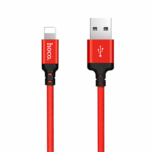 Кабель для айфон USB HOCO X14 Times speed USB - Lightning, 2А, 2 м, красный+черный набор из 3 штук кабель usb 2 0 hoco x14 am lightning m черный 1 м