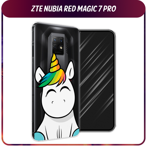 Силиконовый чехол на ZTE Nubia Red Magic 7 Pro / ЗТЕ Нубиа Ред Меджик 7 Про Няшный единорог, прозрачный силиконовый чехол на zte nubia red magic 7 pro зте нубиа ред меджик 7 про созвездия прозрачный