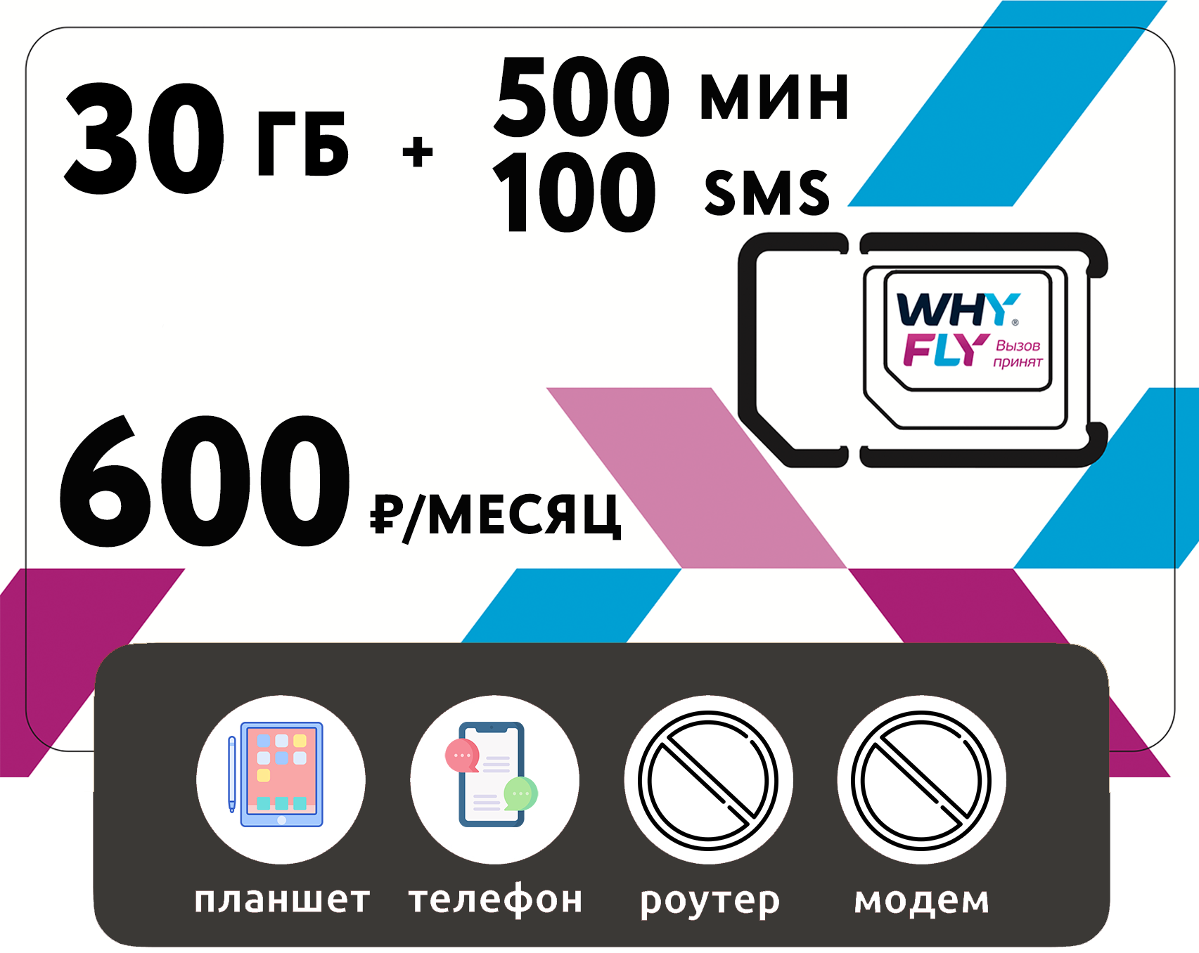 SIM-карта 40 гб интернета 3G/4G + 600 мин + 300 SMS за 500 руб/мес (смартфоны планшеты) + раздача торренты (Москва Московская область Россия)