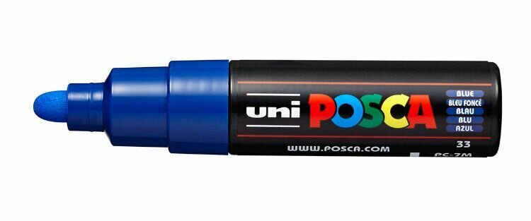 Маркер POSCA PC-7M, синий, 4.5 - 5.5 мм, пулевидный наконечник № 33,