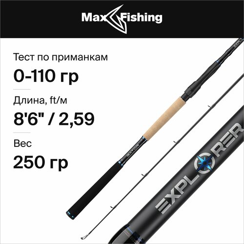 спиннинг для рыбалки crazee heavy rock fish s862h max 28гр 259 см для ловли окуня щуки судака жереха удилище спиннинговое Спиннинг для рыбалки Gator Spin Bait Explorer 8'6 max 110гр, 259 см, для ловли окуня, щуки, судака, жереха, удилище спиннинговое