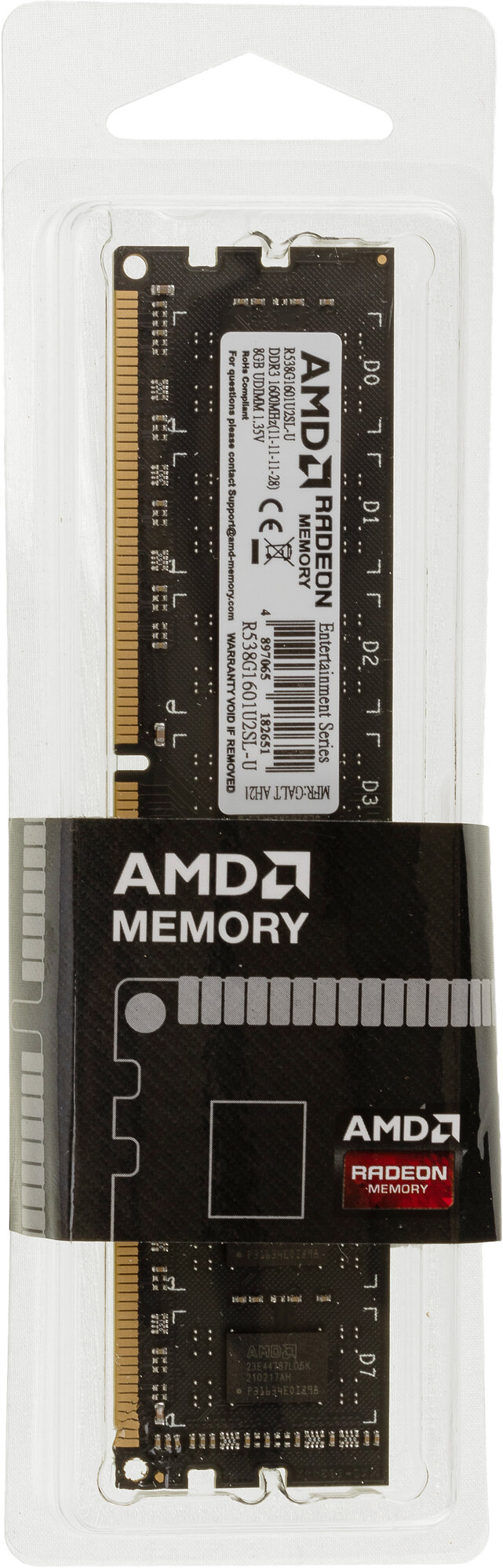 Модуль памяти DDR3 8GB AMD 1600MHz, PC3-12800, CL11, 1.35V, Non-ECC, RTL - фото №18