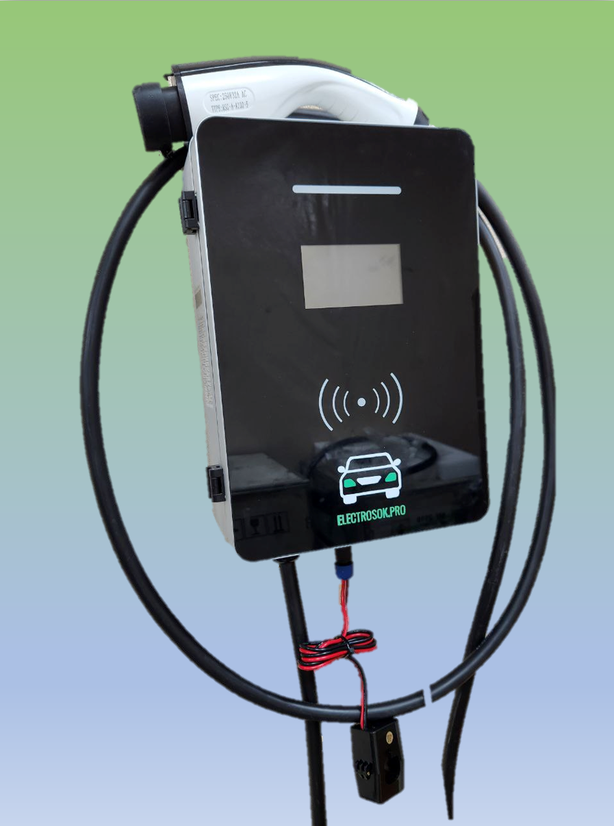 Зарядная станция для электромобиля 7 кВт Type2 Electrosok AC-E07-AL, IP54, Алюм. корпус, Wi-Fi, RFID, App