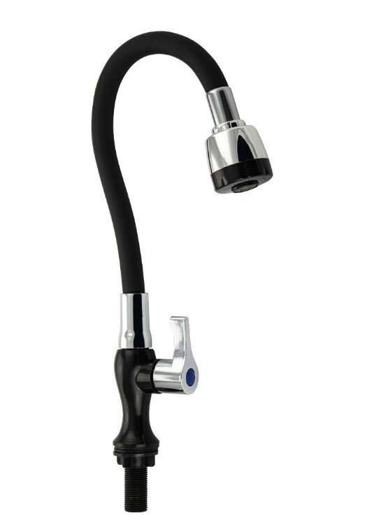 Кран на одну воду BRIMIX 6632 черный гибкий излив с двухрежимным аэратором металлокерамика
