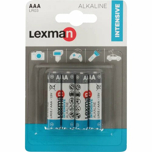 Батарейка Lexman Intensive AAA (LR03) алкалиновая 4 шт. батарейка алкалиновая lexman aaa 4 шт