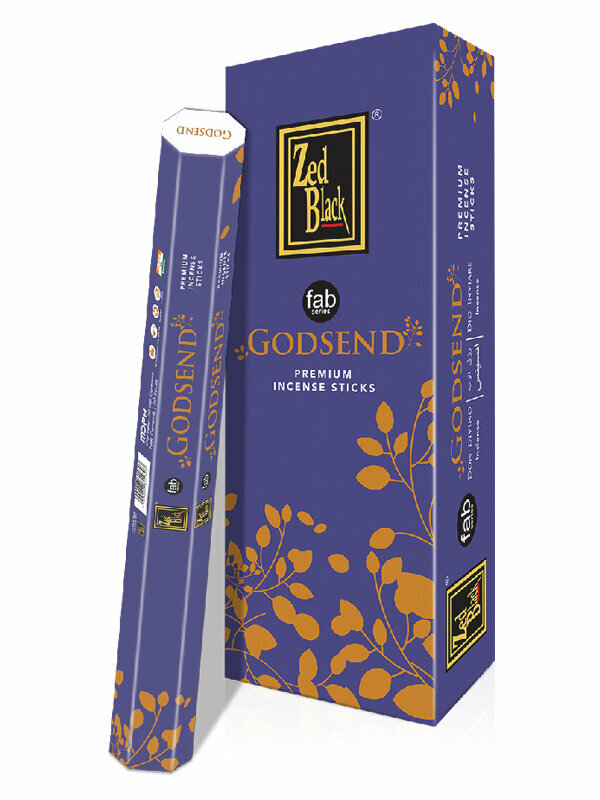 GODSEND fab series Premium Incense Sticks, Zed Black (ДАР божий премиум благовония палочки, Зед Блэк), уп. 20 палочек.