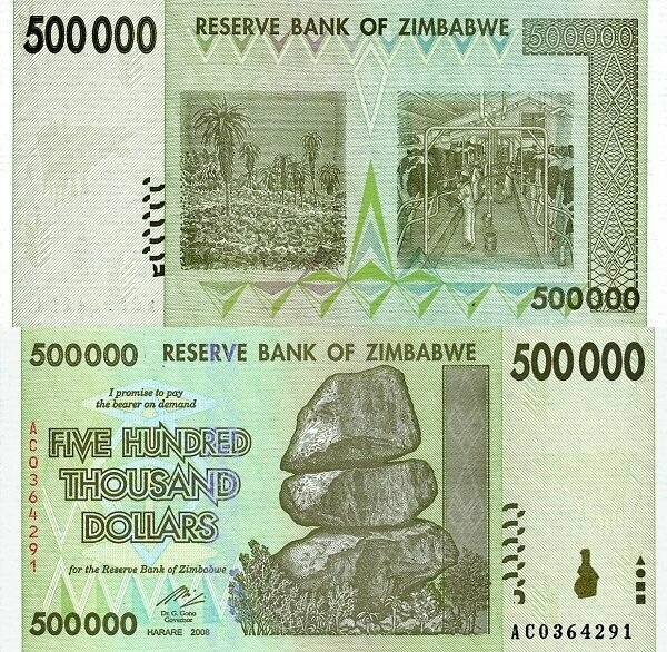 Зимбабве 500000 долларов 2008 Алоэ Зимбабве UNC