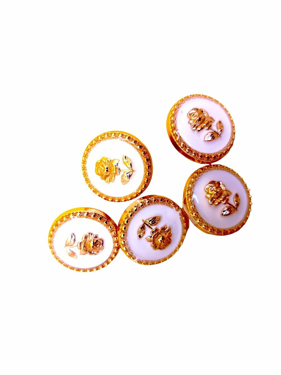 Набор пуговиц дизайнерских белая роза — фото 1